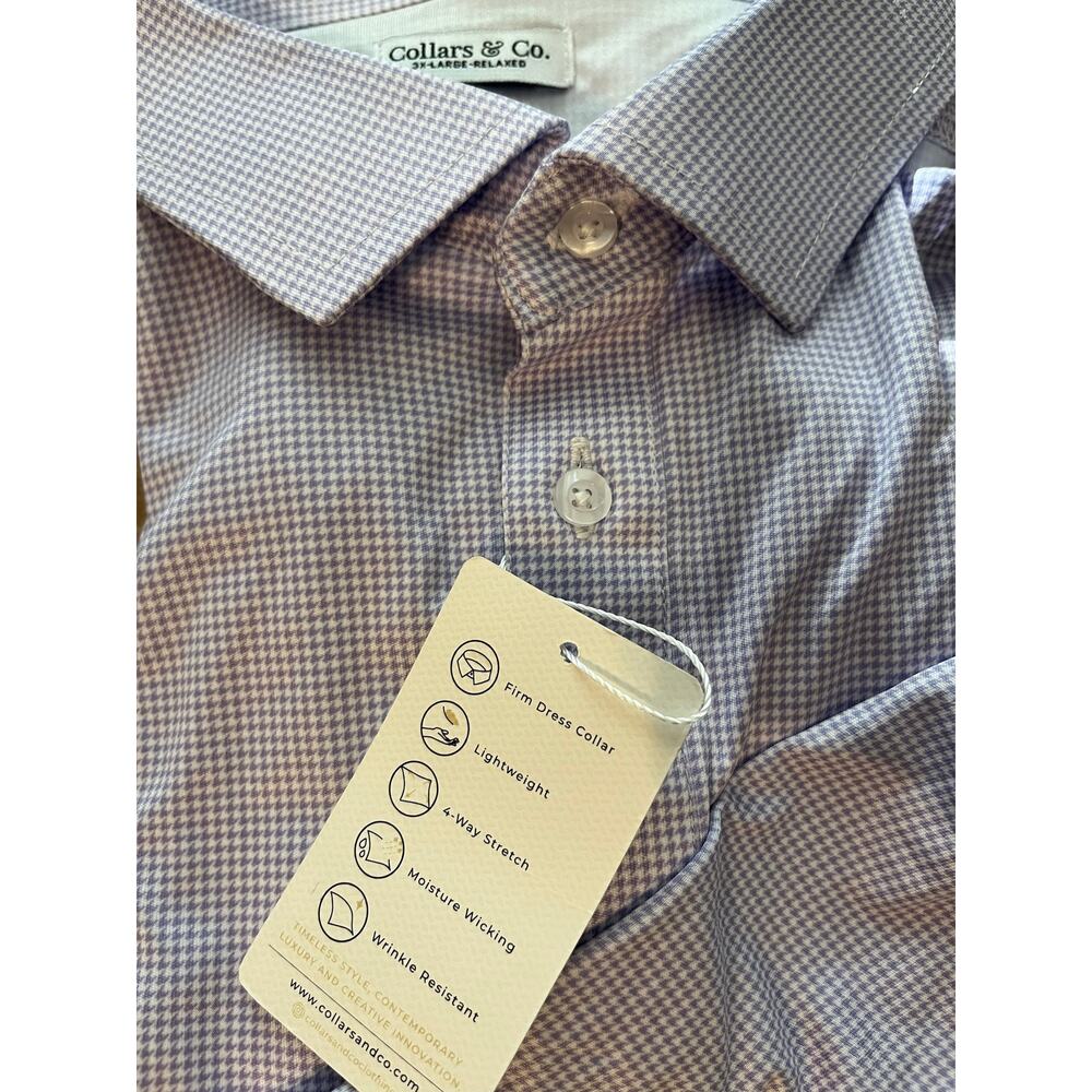 Collars and Co Semi Spread Collar Polo Lavender  Houndstooth Size 2XL Relaxed